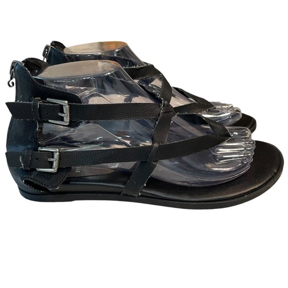 G by Guess Womens Strappy Gladiator Sandals, Black Faux Leather Summer Beach - Picture 4 of 10